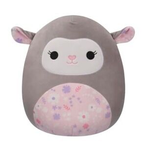 Squishmallows Original 12-Inch Elea Grey Lamb Pink Floral Belly Official NEW